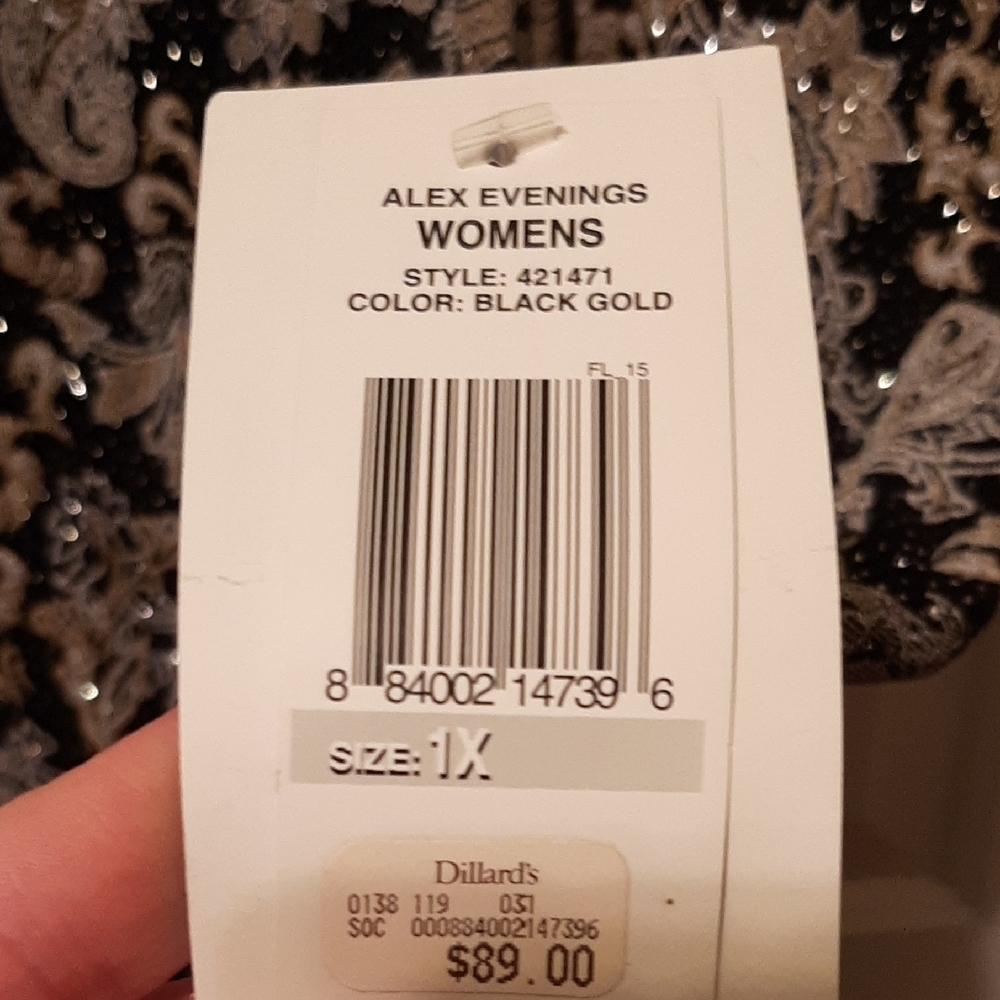 Alex Evenings Black Jacket with Silver and Gold Paisley Sequins - Picture 8 of 8